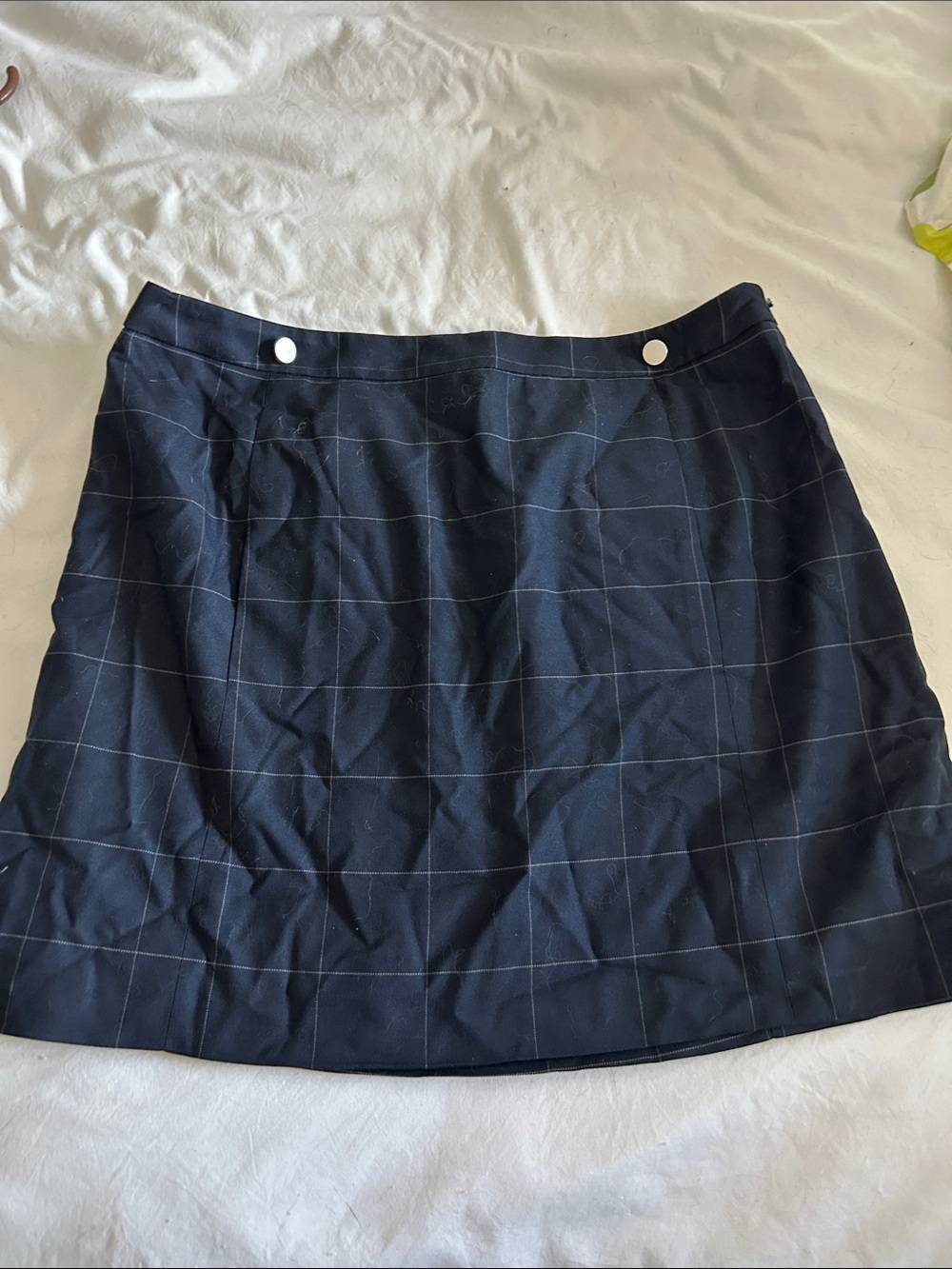 Banana Republic Navy Windowpane Mini Skirt with Silver Buttons